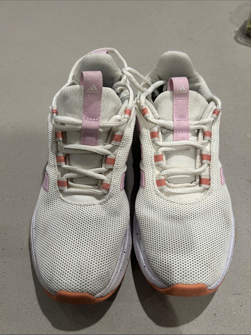 adidas White Sneakers with Pink and Coral Accents